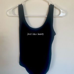 Black Graphic Tank Top Bodysuit